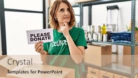  Presentation with volunteer - Presentation theme consisting of middle-age-woman-wearing-volunteer background and a lemonade colored foreground