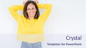  Presentation with bunny - Beautiful theme featuring middle age woman wearing yellow backdrop and a sky blue colored foreground