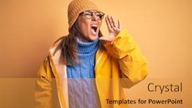  Presentation with yellow - Slide deck featuring middle-age-woman-wearing-yellow background and a gold colored foreground