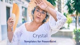  Presentation with hair - Audience pleasing slides consisting of middle-age-woman-with-grey backdrop and a sky blue colored foreground