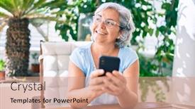  Presentation with hair - Slide deck consisting of middle-age-woman-with-grey background and a coral colored foreground