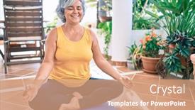  Presentation with hair - Presentation with middle-age-woman-with-grey background and a coral colored foreground