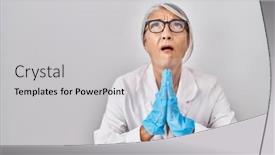  Presentation with praying hands - Slide set consisting of middle-age-woman-with-grey background and a light gray colored foreground