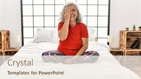  Presentation with hair - Presentation theme featuring middle-age-woman-with-grey background and a  colored foreground