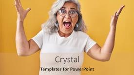  Presentation with hair - Presentation theme enhanced with middle-age-woman-with-grey background and a coral colored foreground