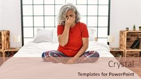  Presentation with hair - Slide deck featuring middle-age-woman-with-grey background and a coral colored foreground