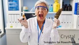  Presentation with oil extraction - Slide deck consisting of middle-age-woman-with-grey background and a light gray colored foreground