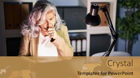  Presentation with hair care - Presentation consisting of middle-age-woman-with-grey background and a yellow colored foreground