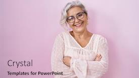  Presentation with hair - Presentation theme having middle-age-woman-with-grey background and a lemonade colored foreground