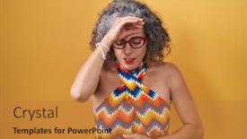  Presentation with fever - Slides consisting of middle-age-woman-with-grey background and a gold colored foreground