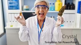  Presentation with oil extraction - Slide set having middle-age-woman-with-grey background and a light gray colored foreground