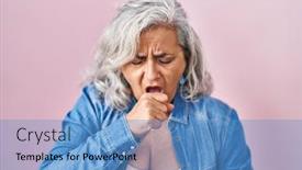  Presentation with hair care - Slide set enhanced with middle-age-woman-with-grey background and a teal colored foreground