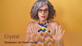  Presentation with forbidden - PPT layouts featuring middle-age-woman-with-grey background and a coral colored foreground