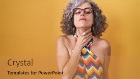  Presentation with infection - PPT layouts featuring middle-age-woman-with-grey background and a gold colored foreground