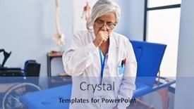  Presentation with hair care - Slides with middle-age-woman-with-grey background and a teal colored foreground