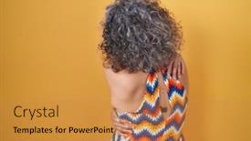  Presentation with hair care - Presentation consisting of middle-age-woman-with-grey background and a gold colored foreground