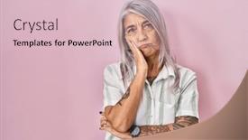  Presentation with hair - Presentation theme with middle-age-woman-with-grey background and a lemonade colored foreground