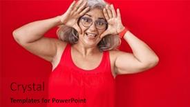  Presentation with red grey - Theme enhanced with middle-age-woman-with-grey background and a crimson colored foreground