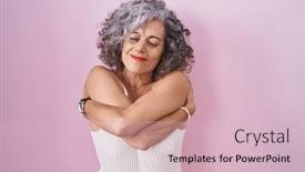  Presentation with hair care - Presentation theme enhanced with middle-age-woman-with-grey background and a lemonade colored foreground