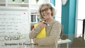  Presentation with maths - Slide deck enhanced with middle-age-woman-with-grey background and a coral colored foreground