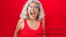  Presentation with red grey - Theme featuring middle-age-woman-with-grey background and a crimson colored foreground