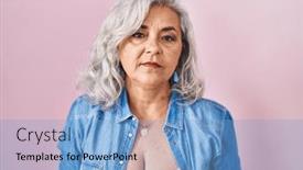  Presentation with pink simple - Slide deck enhanced with middle-age-woman-with-grey background and a light blue colored foreground