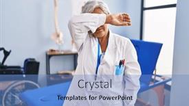  Presentation with recovery - Slide deck having middle-age-woman-with-grey background and a teal colored foreground