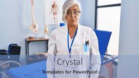  Presentation with face pain - PPT layouts featuring middle-age-woman-with-grey background and a light blue colored foreground