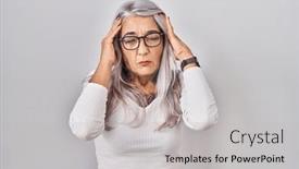  Presentation with stress - Slides with middle-age-woman-with-grey background and a light gray colored foreground