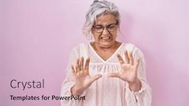  Presentation with hair - PPT layouts with middle-age-woman-with-grey background and a lemonade colored foreground