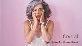  Presentation with sadness - Presentation theme consisting of middle-age-woman-with-grey background and a soft green colored foreground