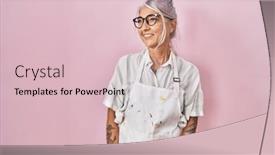  Presentation with artist - Slide set enhanced with middle-age-woman-with-grey background and a lemonade colored foreground