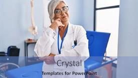  Presentation with recovery - Slide deck enhanced with middle-age-woman-with-grey background and a teal colored foreground