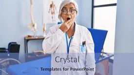  Presentation with recovery - Slide set consisting of middle-age-woman-with-grey background and a light blue colored foreground