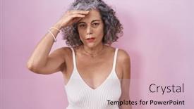  Presentation with crisis - Slide deck featuring middle-age-woman-with-grey background and a lemonade colored foreground