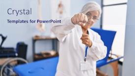  Presentation with violence woman - PPT layouts featuring middle-age-woman-with-grey background and a sky blue colored foreground