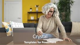  Presentation with accounting - Presentation theme consisting of middle-age-woman-with-grey background and a coral colored foreground