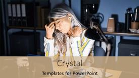  Presentation with headache - Presentation theme consisting of middle-age-woman-with-grey background and a coral colored foreground