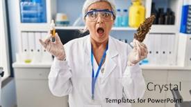  Presentation with oil extraction - PPT theme enhanced with middle-age-woman-with-grey background and a light gray colored foreground