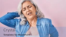  Presentation with injury - Presentation theme having middle-age-woman-with-grey background and a  colored foreground