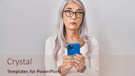  Presentation with simple - Slides having middle-age-woman-with-grey background and a coral colored foreground