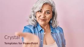  Presentation with acceptance - Presentation design featuring middle-age-woman-with-grey background and a lemonade colored foreground