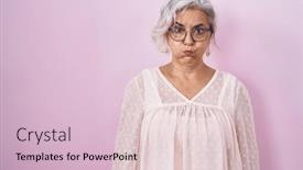  Presentation with puffing - Presentation theme enhanced with middle-age-woman-with-grey background and a lemonade colored foreground