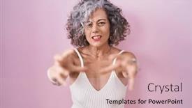  Presentation with yelling - Theme having middle-age-woman-with-grey background and a soft green colored foreground