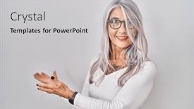  Presentation with real woman hair texture human - PPT layouts with middle-age-woman-with-grey background and a light gray colored foreground