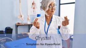  Presentation with salary - PPT theme having middle-age-woman-with-grey background and a light blue colored foreground