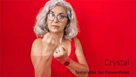  Presentation with defense - Theme enhanced with middle-age-woman-with-grey background and a crimson colored foreground