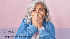  Presentation with scandal - Presentation enhanced with middle-age-woman-with-grey background and a teal colored foreground