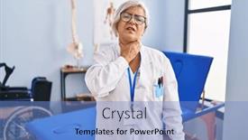  Presentation with infection - PPT theme with middle-age-woman-with-grey background and a light blue colored foreground