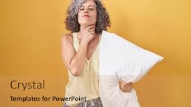  Presentation with real woman hair texture human - Presentation design enhanced with middle-age-woman-with-grey background and a yellow colored foreground